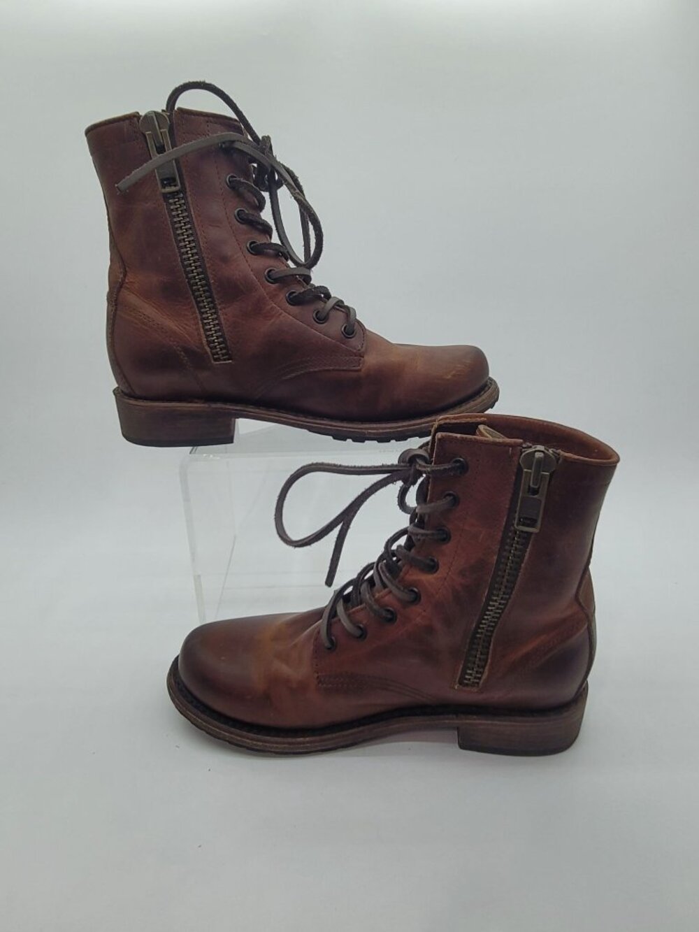 Freebird Manchester Lace Up Combat Boots Cognac Brown Leather Women's Size 7 - Picture 3 of 8